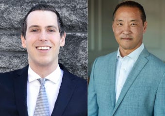 Tyler Collins, left, and Kevin Shin are running for the District 2 seat on the Carlsbad City Council. File image