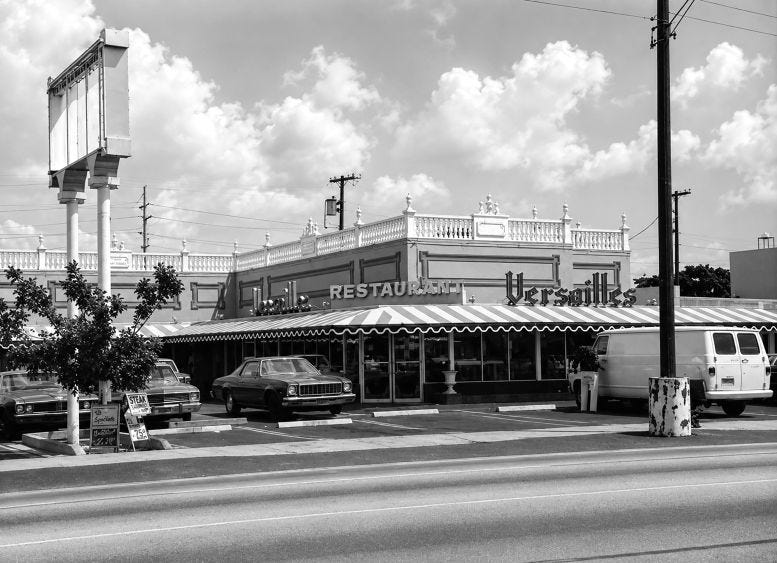 Versailles Restaurant in the 1970s. Courtesy of Andres Vidal (Pinterest). Versailles Restaurant in the 1970s. Courtesy of Andres Vidal (Pinterest).