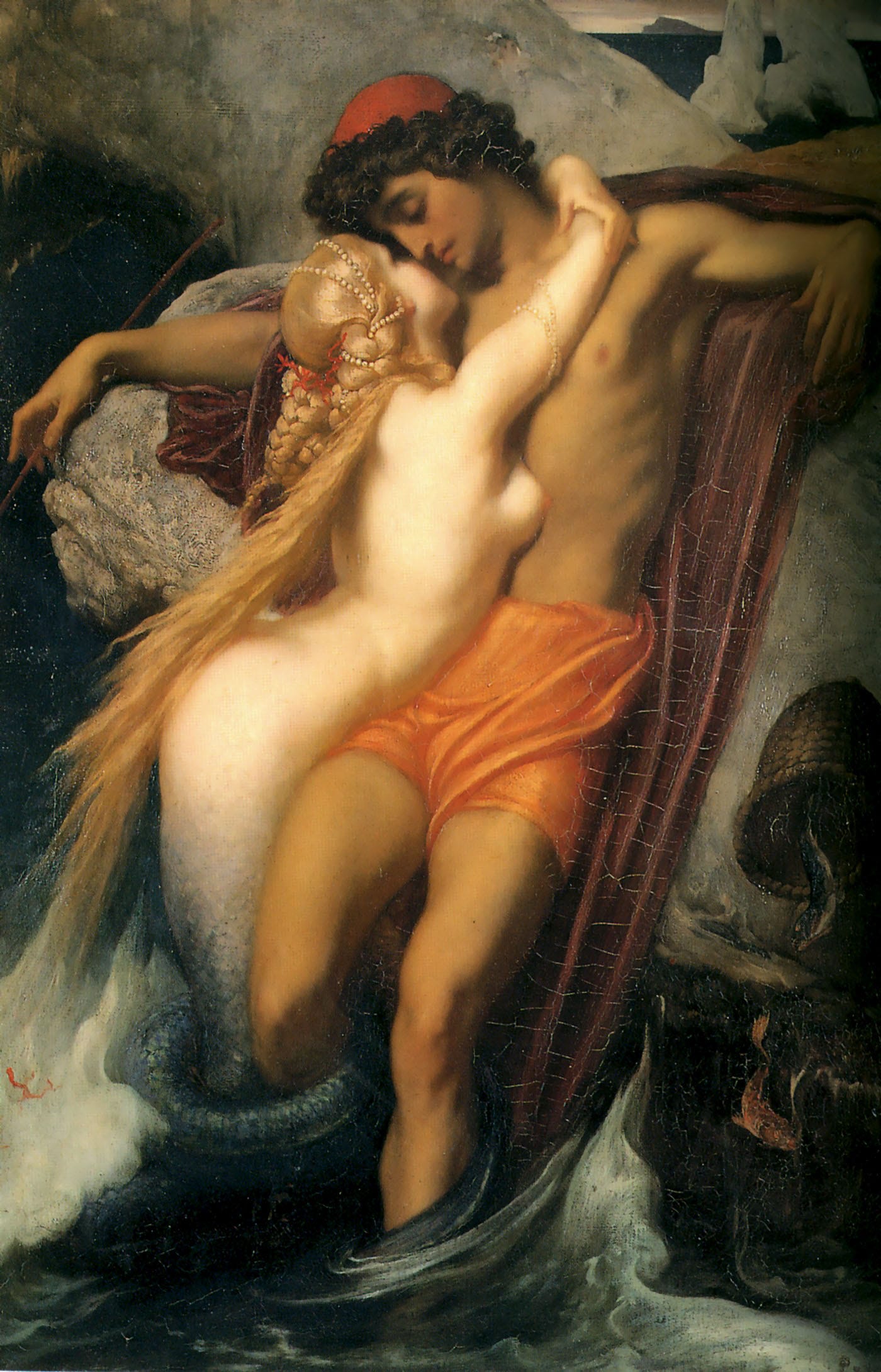 Leighton painting The Fisherman and the Syren embracing figures Leighton painting The Fisherman and the Syren embracing figures