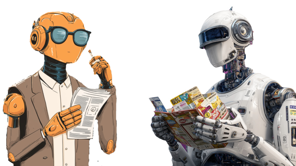 Midjourney prompt for both left & right: What happens when the consuming audience is also AI? Does content creation pivot to serve free-roaming AI agents rather than human consumers? Given enough time, do we simply trust AI agents to "read" what needs to be read for us, making decisions on our behalf in the background? Y Combinator has an intriguing request for startups in their Spring 2025 batch under B2A: Software Where the Customers Will All Be Agents. What if AI never truly generates content that deeply connects with humans across short-form, long-form, multimedia, and real-world physical experiences? Or perhaps humans will reject AI-generated content altogether? This would mean AI will always need human consciousness as a partner, because conscious beings will only trust other conscious beings before consuming content. Or will we abandon our professional ambitions because AI consistently makes the best decisions for us--including consuming content at supernatural speed and creating individualized, day-to-day roadmaps until death that ensure maximal happiness? E/acc advocates would call such a future indistinguishable from utopia, surpassing anything Thomas More imagined--more akin to our notions of what a day-in-the-life of a solarpunk civilization would look like. Whatever will be, one thing is for certain, we will crave authenticity & originality even more when everything around us is artificially generated. One potential side effect we're optimistic about is an unexpected sailing ship effect, where the flood of AI-generated content could force us to: 1) supercharge our creativity, 2) establish impenetrable systems of record for authentic human content, and 3) explore our true unique differentiation as humans, with AI as half-competitor, half-ally. Never forget: when AGI has taken over and we meet the singularity head-on, the neural net you have sitting in your human head only exists in one entity at a time, across all space-time! Your brain and consciousness is the most non-fungible entity of intelligence out there, which AI will never be able to replicate with all your memories, needs, emotions, intelligence, and most importantly, your consciousness. Midjourney prompt for both left & right: What happens when the consuming audience is also AI? Does content creation pivot to serve free-roaming AI agents rather than human consumers? Given enough time, do we simply trust AI agents to "read" what needs to be read for us, making decisions on our behalf in the background? Y Combinator has an intriguing request for startups in their Spring 2025 batch under B2A: Software Where the Customers Will All Be Agents. What if AI never truly generates content that deeply connects with humans across short-form, long-form, multimedia, and real-world physical experiences? Or perhaps humans will reject AI-generated content altogether? This would mean AI will always need human consciousness as a partner, because conscious beings will only trust other conscious beings before consuming content. Or will we abandon our professional ambitions because AI consistently makes the best decisions for us--including consuming content at supernatural speed and creating individualized, day-to-day roadmaps until death that ensure maximal happiness? E/acc advocates would call such a future indistinguishable from utopia, surpassing anything Thomas More imagined--more akin to our notions of what a day-in-the-life of a solarpunk civilization would look like. Whatever will be, one thing is for certain, we will crave authenticity & originality even more when everything around us is artificially generated. One potential side effect we're optimistic about is an unexpected sailing ship effect, where the flood of AI-generated content could force us to: 1) supercharge our creativity, 2) establish impenetrable systems of record for authentic human content, and 3) explore our true unique differentiation as humans, with AI as half-competitor, half-ally. Never forget: when AGI has taken over and we meet the singularity head-on, the neural net you have sitting in your human head only exists in one entity at a time, across all space-time! Your brain and consciousness is the most non-fungible entity of intelligence out there, which AI will never be able to replicate with all your memories, needs, emotions, intelligence, and most importantly, your consciousness.