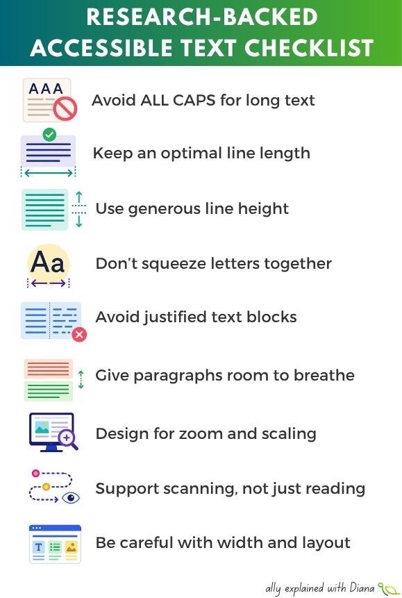 Accessibility Text Examples Research-backed accessible text checklist (beyond color & fonts)