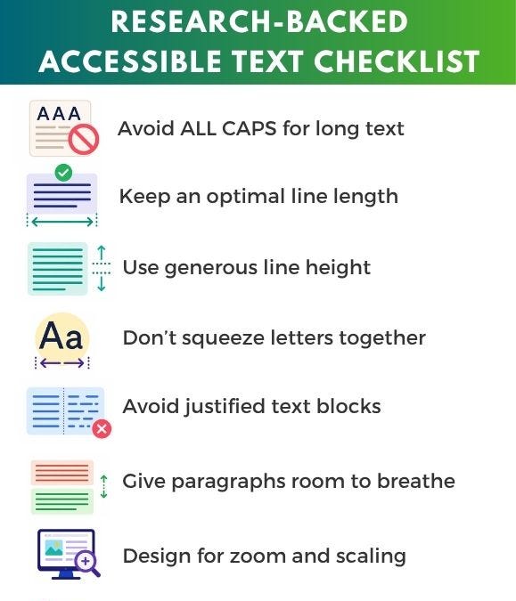 Accessibility Text Examples Research-backed accessible text checklist (beyond color & fonts)