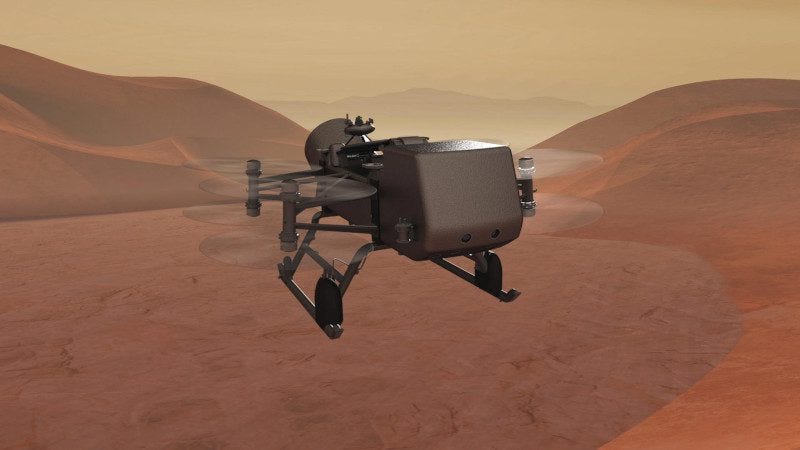 Dragonfly Rotorcraft will explore Titan, Saturn's largest moon. Dragonfly Rotorcraft will explore Titan, Saturn's largest moon.