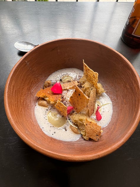Six photos showing the courses served during Xaok's recent collaborative menu.