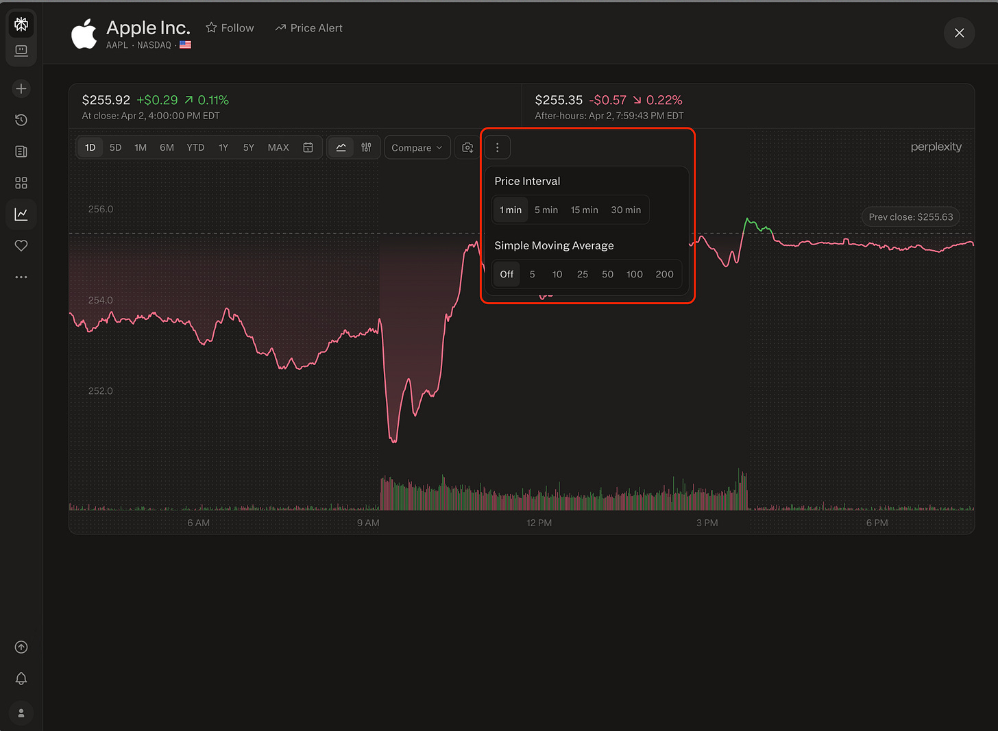 Interval selector, three dots