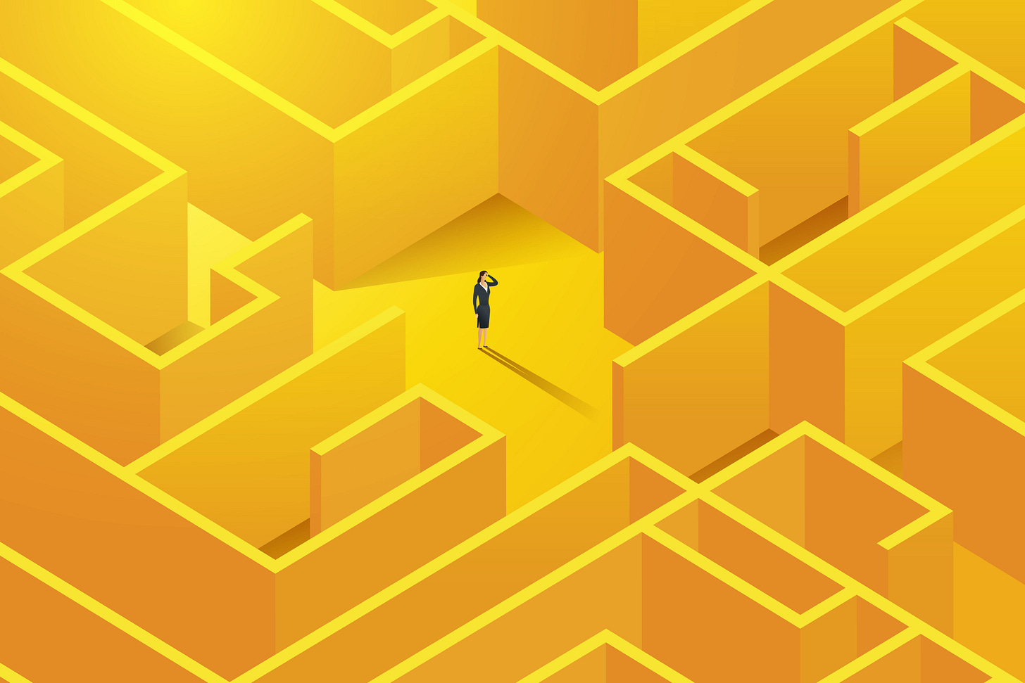 Professional woman in a yellow maze