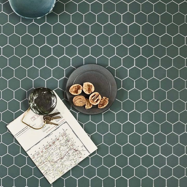 serene green hexagon shaped tiles
