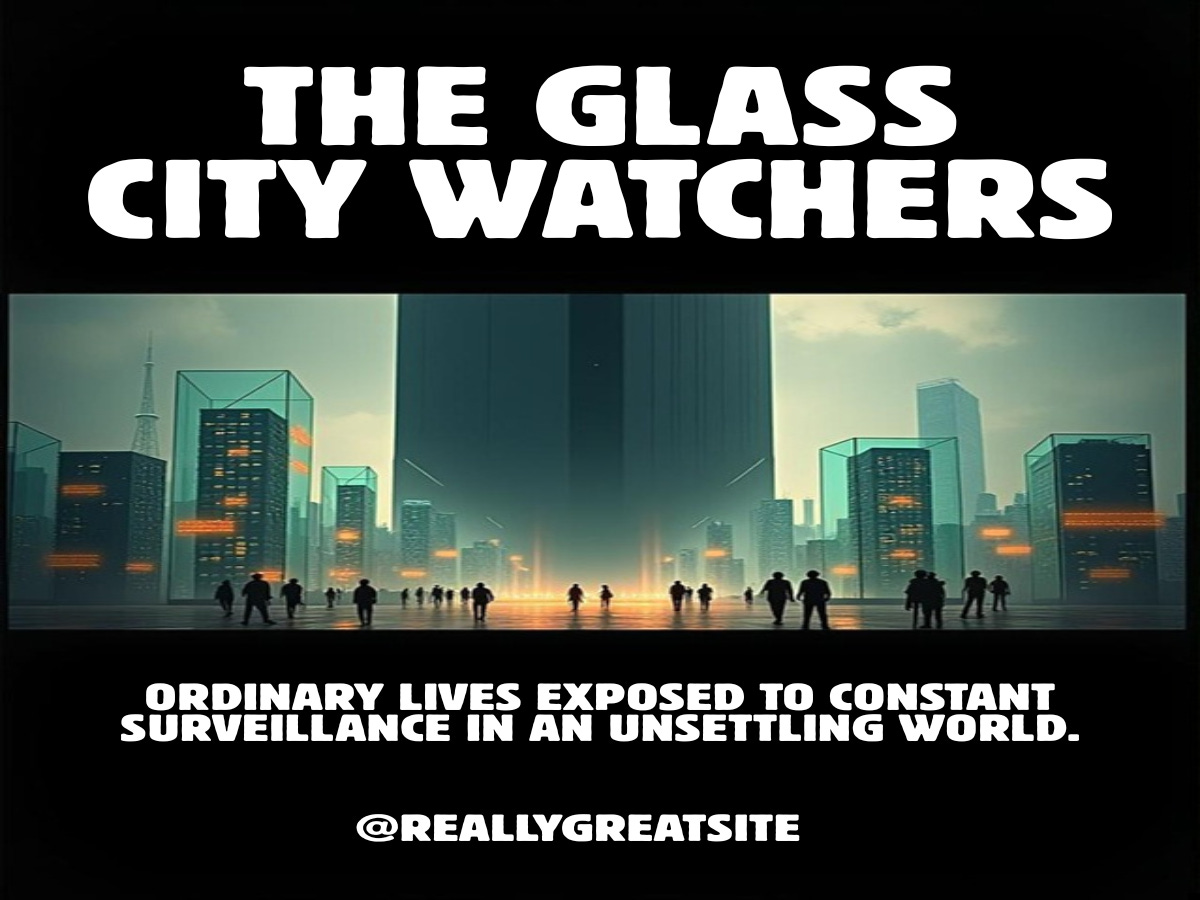 A dystopian cityscape showing people living in transparent glass cube buildings, their daily lives fully visible, while a massive dark monolithic tower looms above them shrouded in shadow. The glass structures glow with warm amber light against a cold blue atmosphere, illustrating the contrast between vulnerable, exposed citizens and an opaque surveillance state that watches unseen. A dystopian cityscape showing people living in transparent glass cube buildings, their daily lives fully visible, while a massive dark monolithic tower looms above them shrouded in shadow. The glass structures glow with warm amber light against a cold blue atmosphere, illustrating the contrast between vulnerable, exposed citizens and an opaque surveillance state that watches unseen.