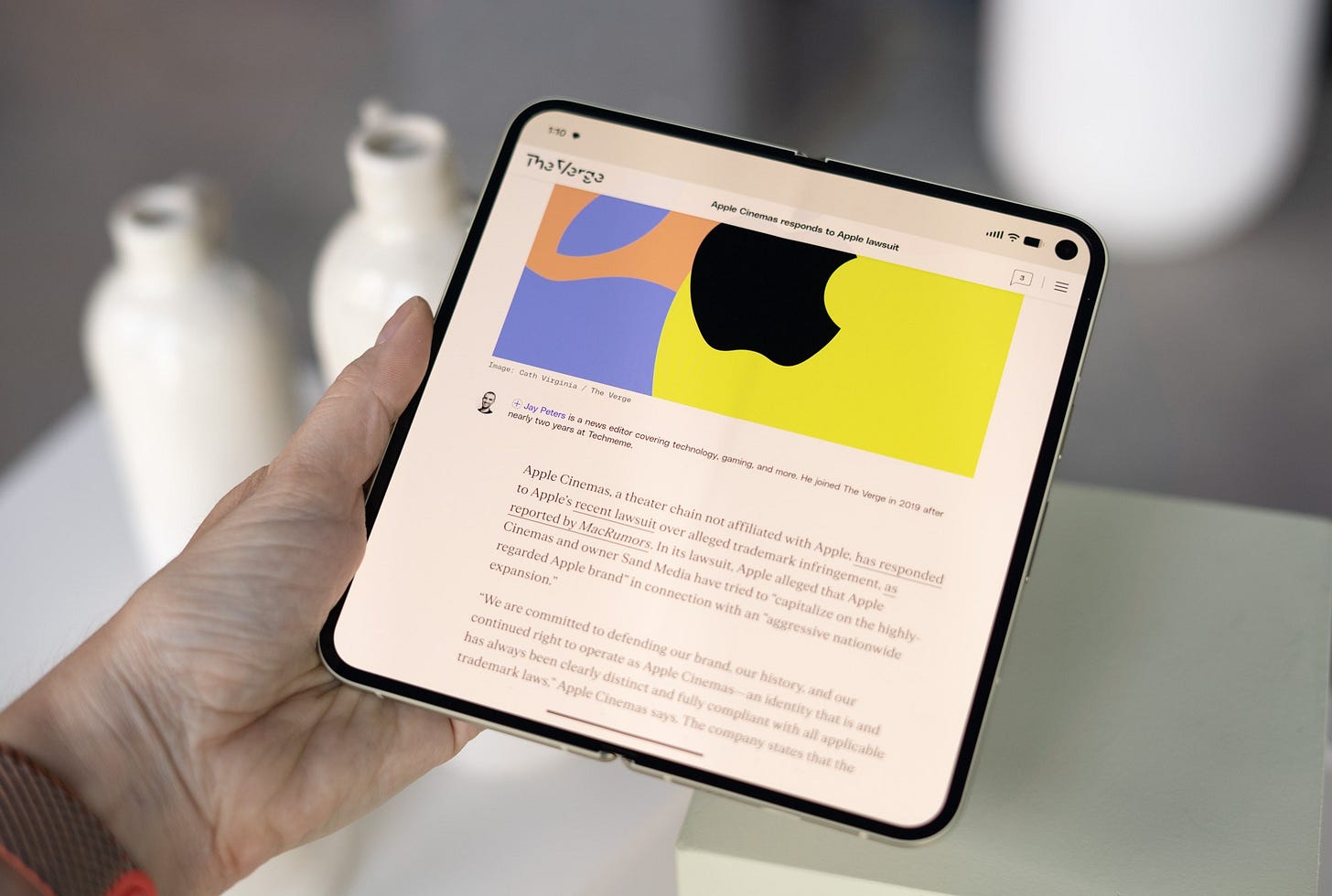 Google Pixel 10 Pro Fold unfolded showing inner screen Google Pixel 10 Pro Fold unfolded showing inner screen