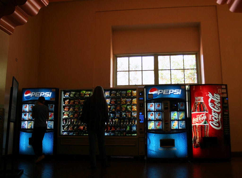 You don't need one soda machine, you need FIVE!!! TAKE THAT