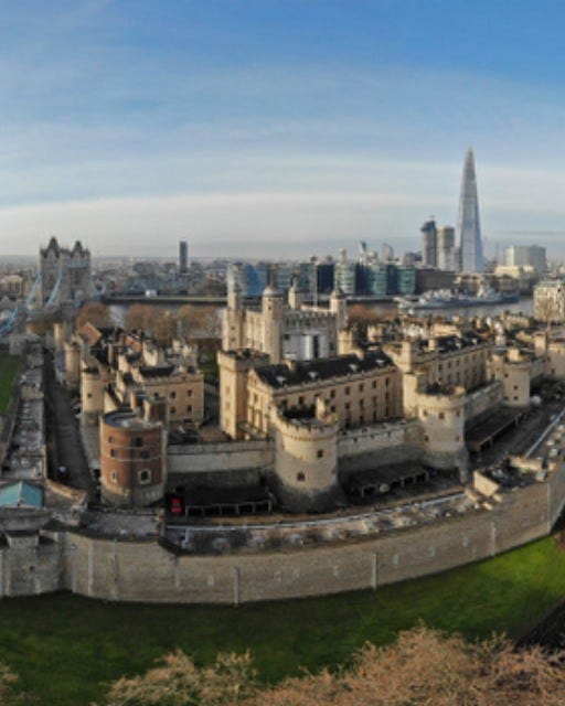 May be an image of the Tower of London, Tower Bridge and castle