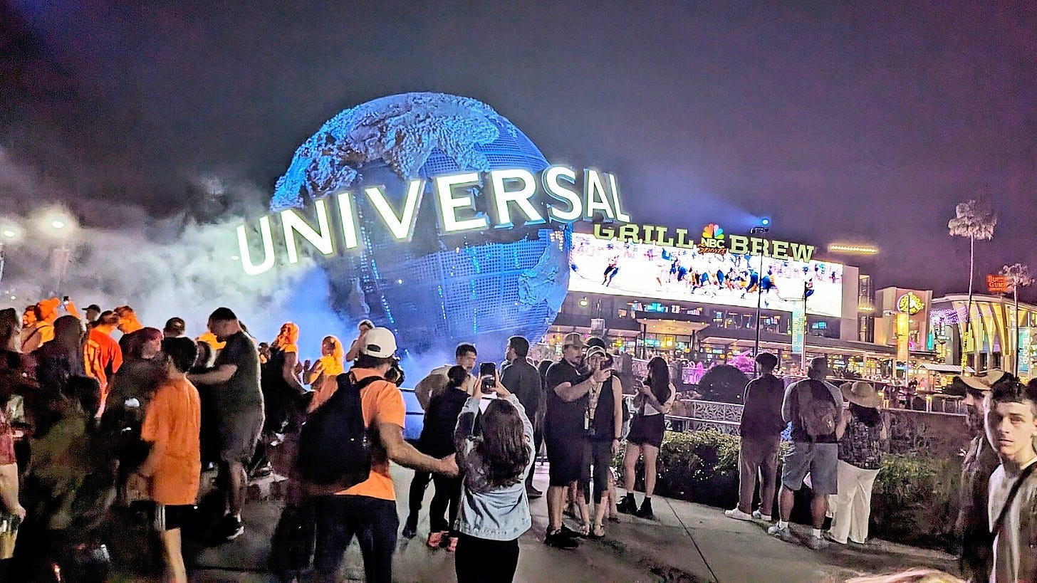 The Universal globe at CityWalk, Universal Orlando Resort. Image: Eden, Janine and Jim via Wikimedia Commons