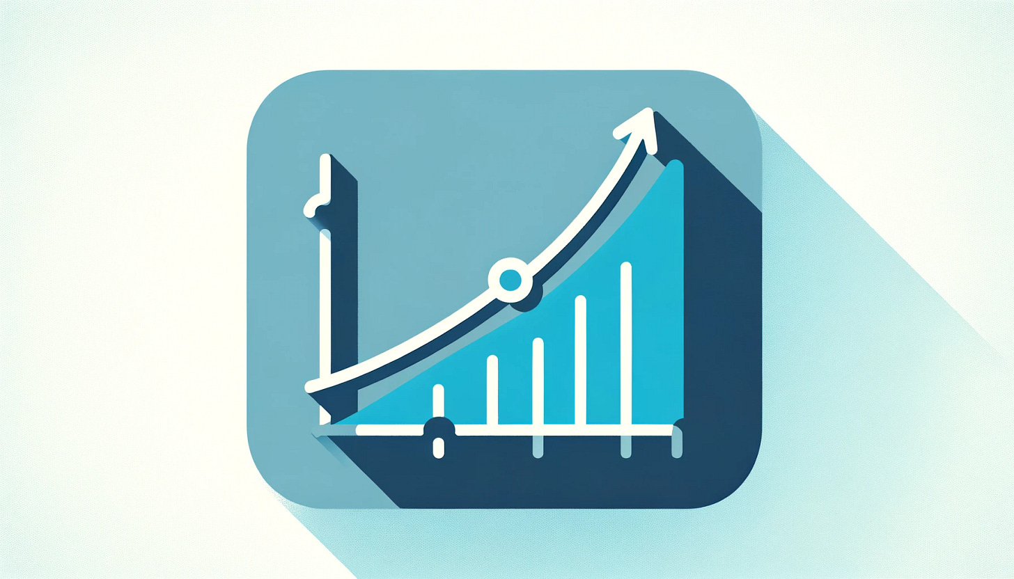 A very simple flat design icon representing an 'exponential line graph pointing up and to the right' for a newsletter header. The icon should feature an extremely simplified and prominent upward and rightward curving line on a graph, symbolizing exponential growth. The color palette consists of only three colors: #06b6d4 (sky blue) for the background, #ecfeff (pale cyan) for minimal details on the graph, and #0f172a (dark navy blue) for the graph's main exponential curve and axes. The design should be extremely clean, with absolutely no gradients, textures, words, letters, numbers, or additional details. The image is perfect for a resolution of 1920x1080.