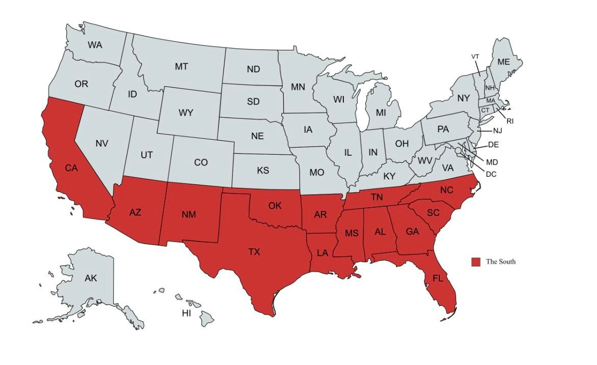 r/Maps - What I as a European perceive as the south