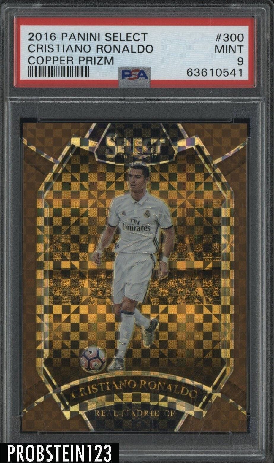 2016-17 Panini Select Copper Prizm Soccer #300 Cristiano Ronaldo 20/49 PSA 9 - Picture 1 of 2