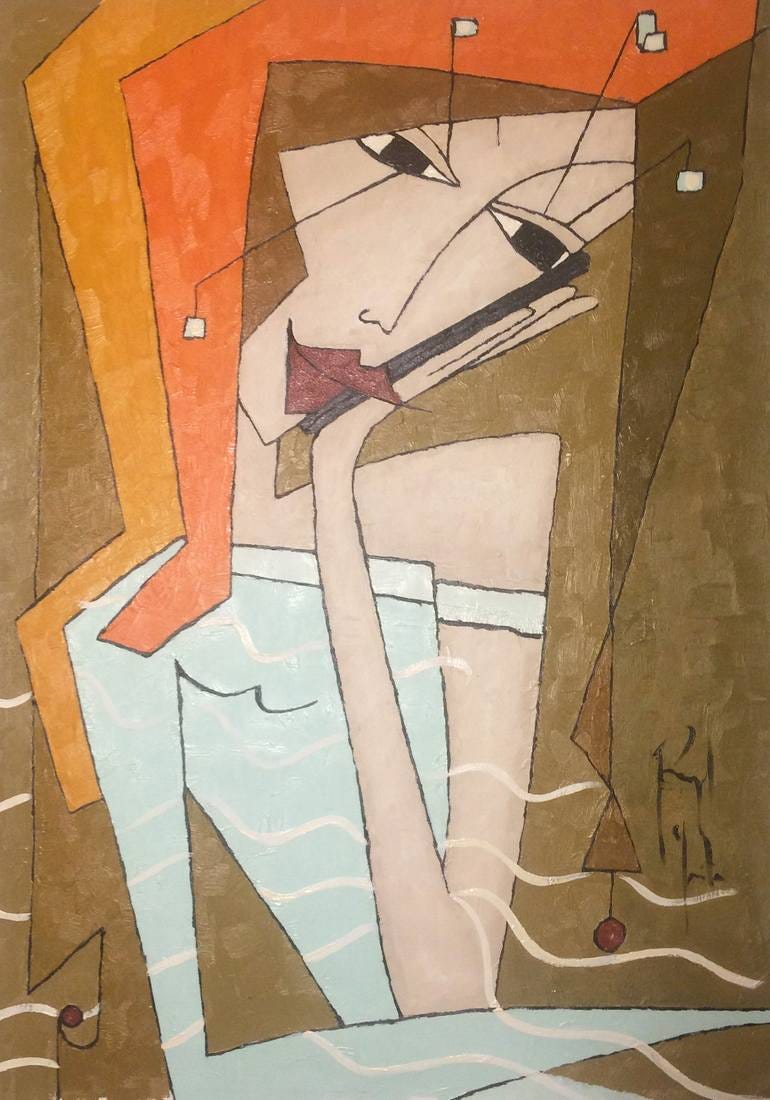 Woman and cell phone Painting by Raquel Yunta | Saatchi Art Ireland Woman and cell phone Painting by Raquel Yunta | Saatchi Art Ireland