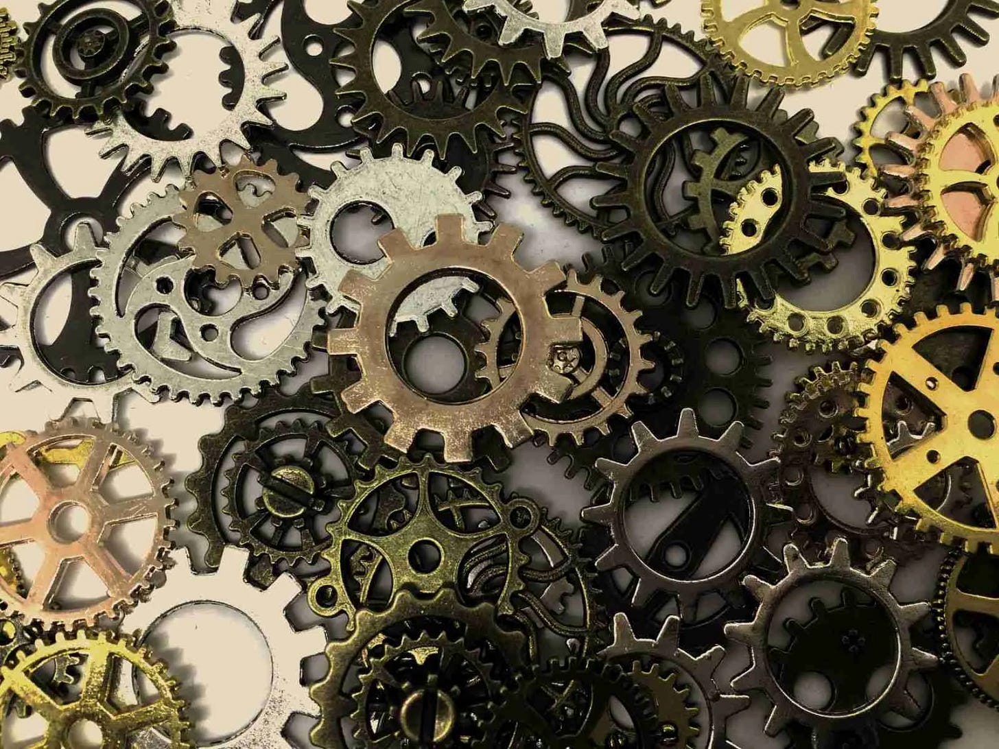 Interlocking brass and steel gears Interlocking brass and steel gears