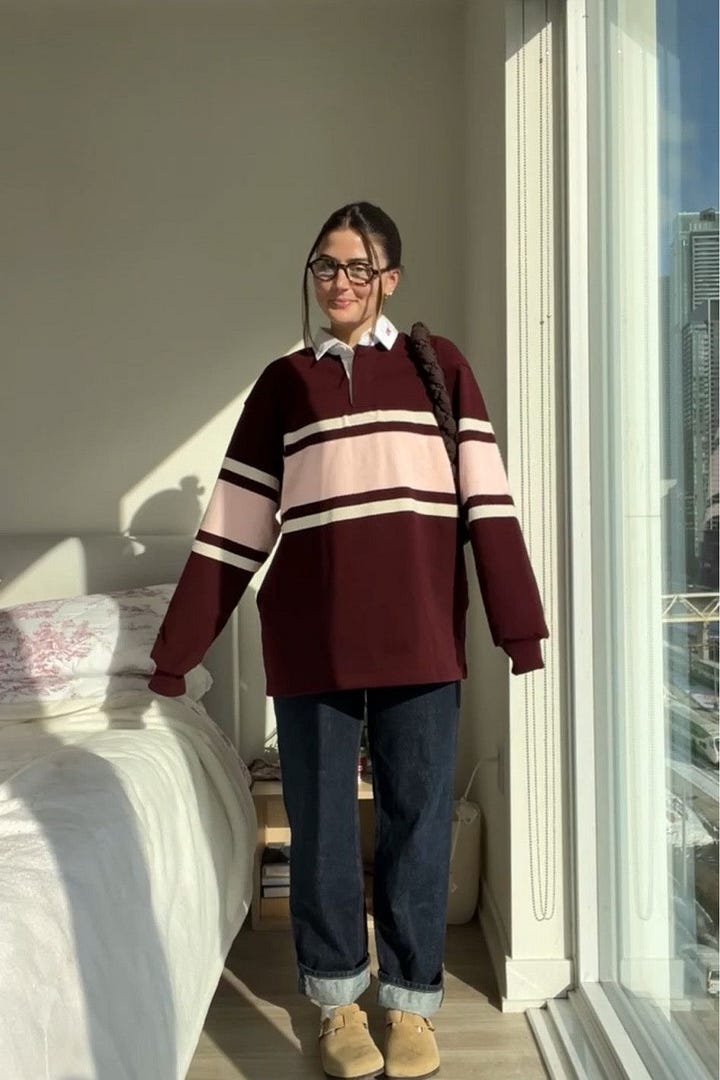 People wearing rugby shirts and jeans