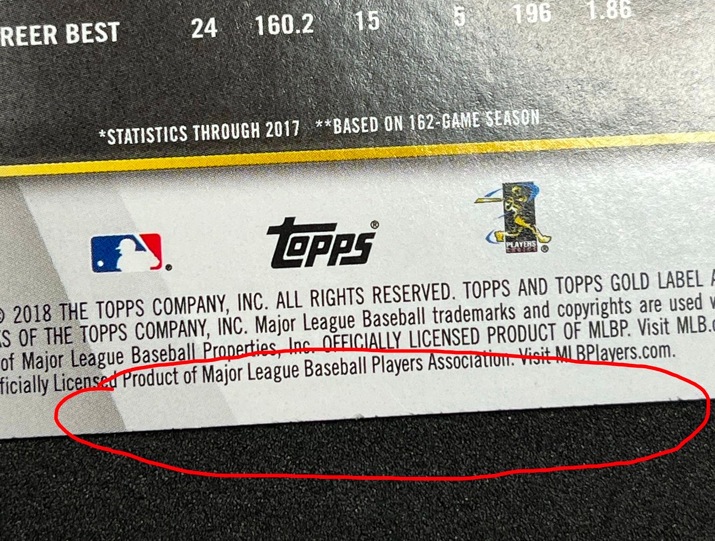 edge chipping on 2018 Shohei Ohtani Topps Gold Label Class 3 #17 edge chipping on 2018 Shohei Ohtani Topps Gold Label Class 3 #17