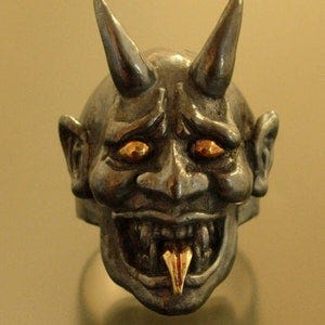Oni ring with 14k gold eyes and tongue.! Wow