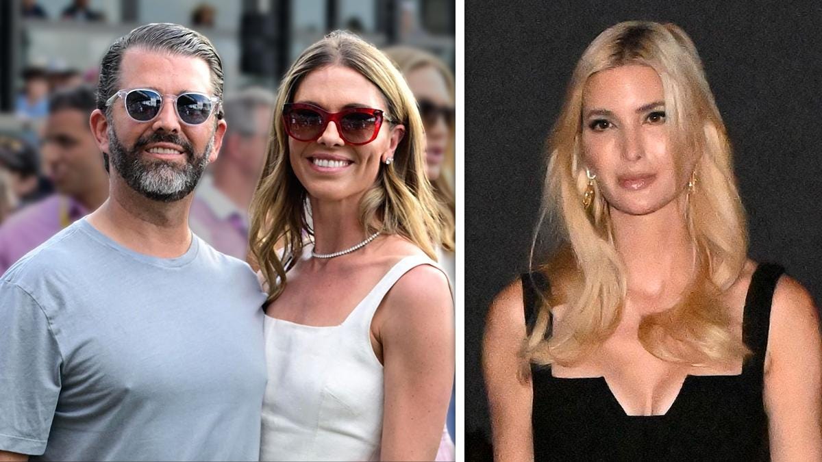 Split photo of Donald Trump Jr., Bettina Anderson and Ivanka Trump. Split photo of Donald Trump Jr., Bettina Anderson and Ivanka Trump.