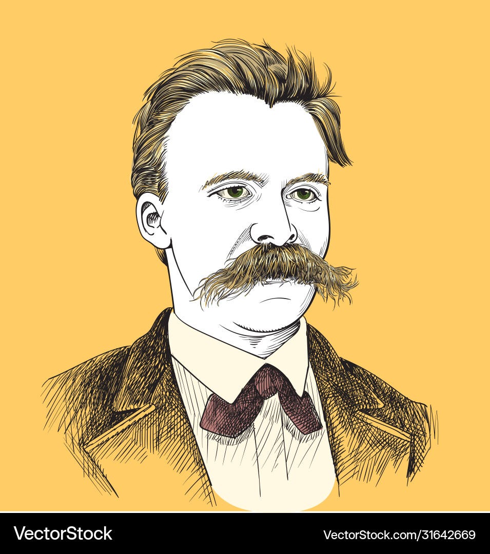 Nietzsche Line Art Portrait – Royalty-Free Vector | VectorStock
