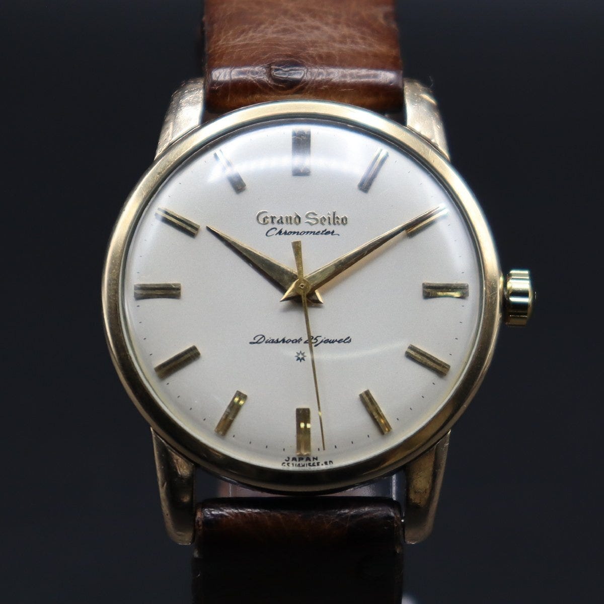 極希少 OH済 初代グランドセイコー SEIKO GS 1stモデル 機械遺産Cal.3180 手巻き J14070 SD文字盤 獅子メダル 25石 1963年 純正尾錠 メンズ