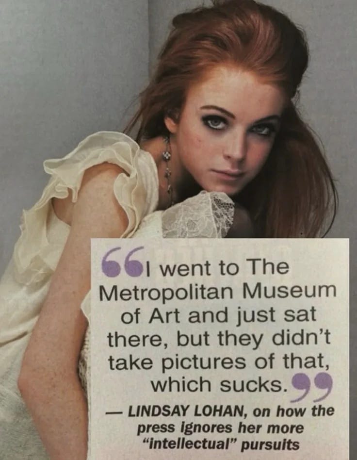 This may contain: a woman holding a sign that says i went to the metropolitan museum of art and just sat there, but they didn't take pictures of that which sucks