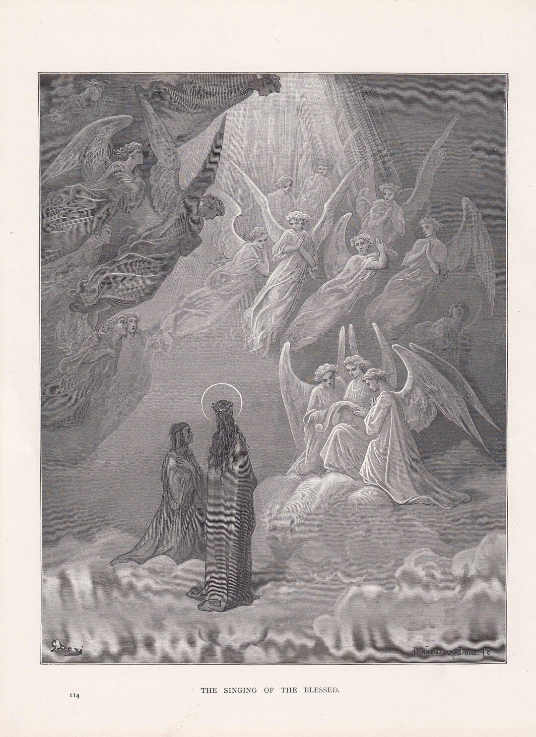 1870 GUSTAVE DORE Print - "the Singing of the Blessed" - Dore Wall Art -  Antique Dore Engraving - 8.5 X 12.8 Inches - Etsy Israel