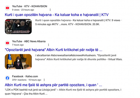 Disa media në Kosovë, përfshirë TV21, Koha.net, Klan Kosova, KTV, ABC News Albania dhe Kallxo.com, kanë raportuar në mënyrë të njëanshme dhe manipuluese mbi deklaratën e Kryeministrit Albin Kurti. Duke shtrembëruar kontekstin dhe duke e paraqitur si një sulm dehumanizues ndaj opozitës, këto media kanë kontribuar në një narrativë të pavërtetë, duke keqinformuar publikun dhe duke devijuar vëmendjen nga çështjet reale politike. Një shembull klasik i gazetarisë së keqe, ku titujt e bujshëm zëvendësojnë të vërtetën!