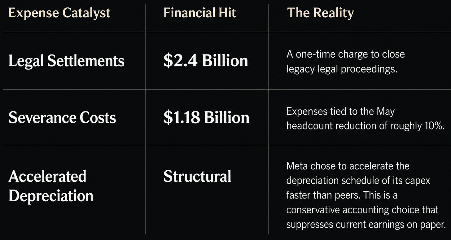 META one-time expenses