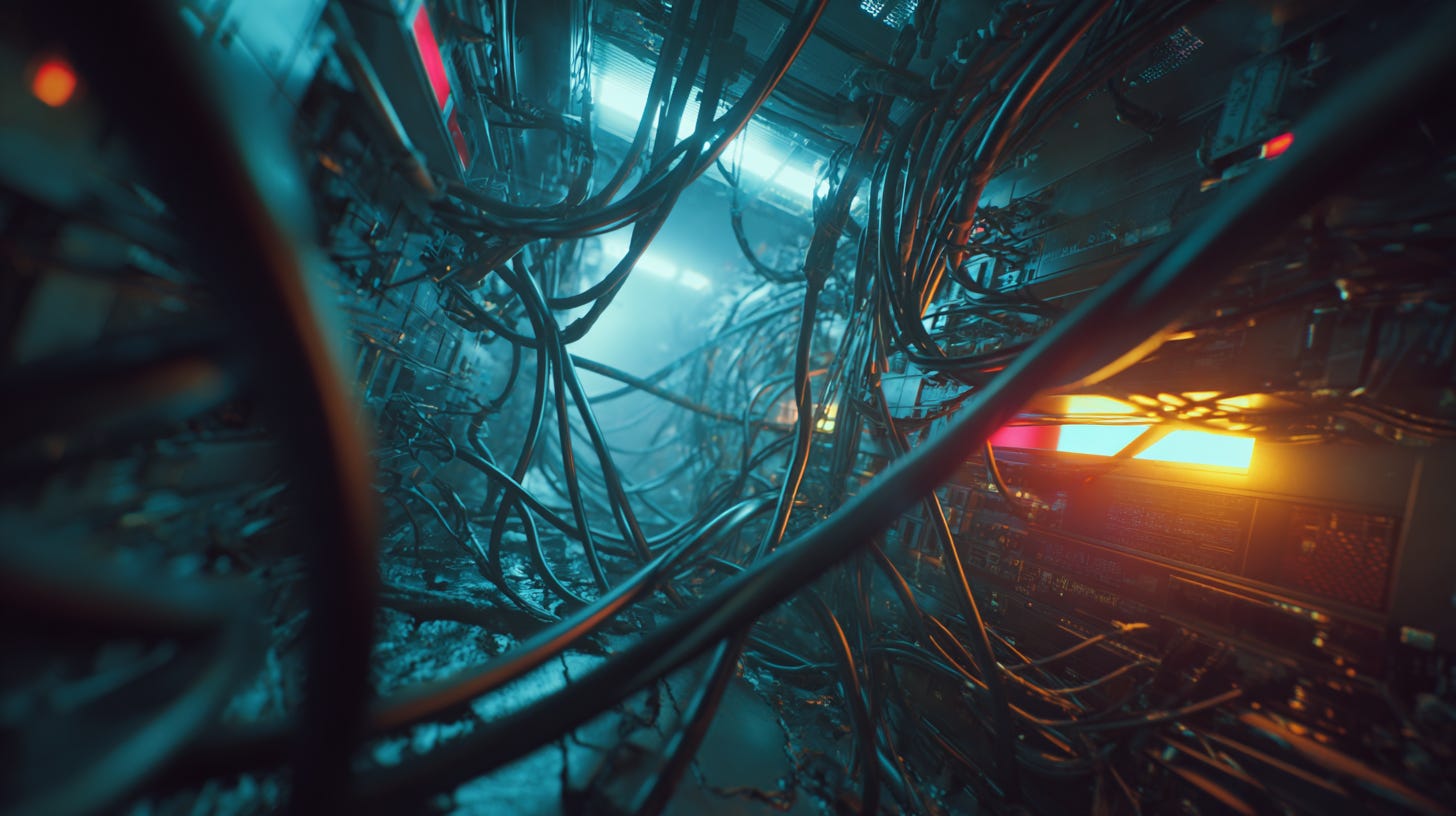 Exponentially growing cables representing accumulating technical debt