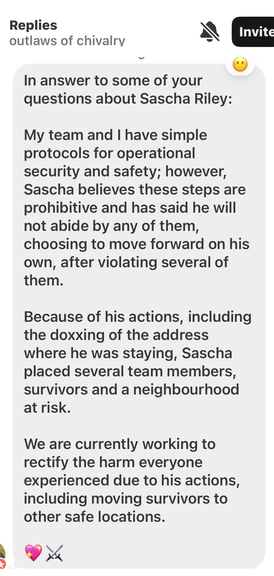 The Sascha Riley Rift Deepens - ItsNotSatire's Substack
