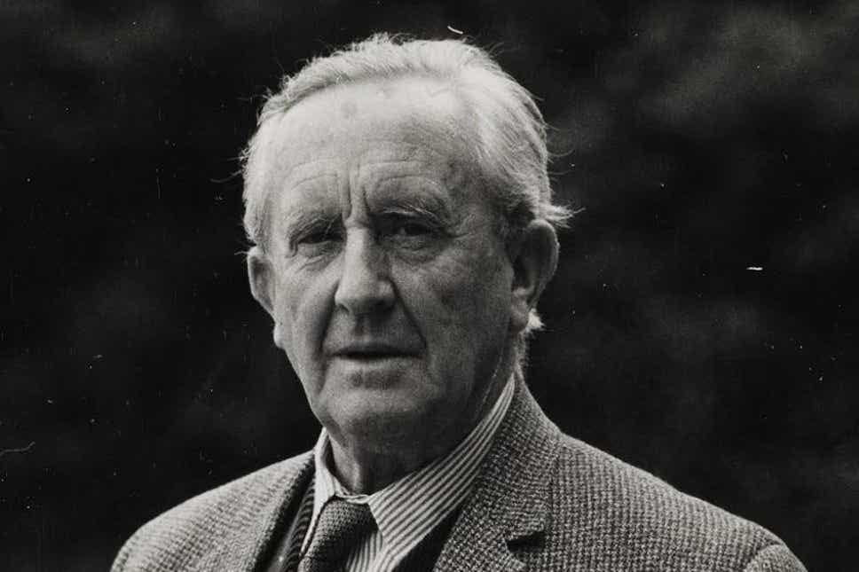 JRR Tolkien looks at camera