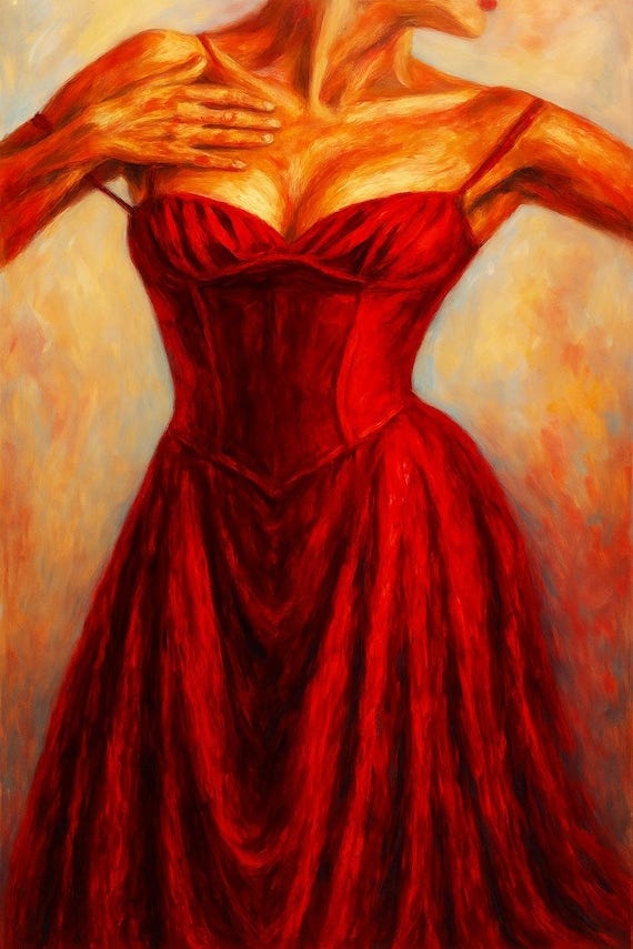 Mulher de Vermelho – Pintura expressiva a óleo sobre tela - Etsy Portugal