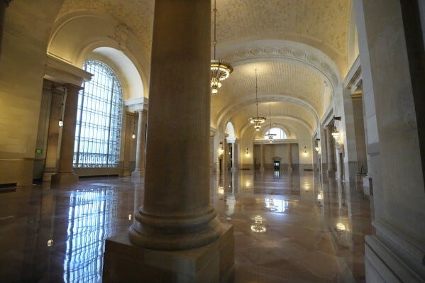 The interior of the Michigan Central Station is seen, Monday, May 13, 2024 in Detroit. (AP Photo/Carlos Osorio)