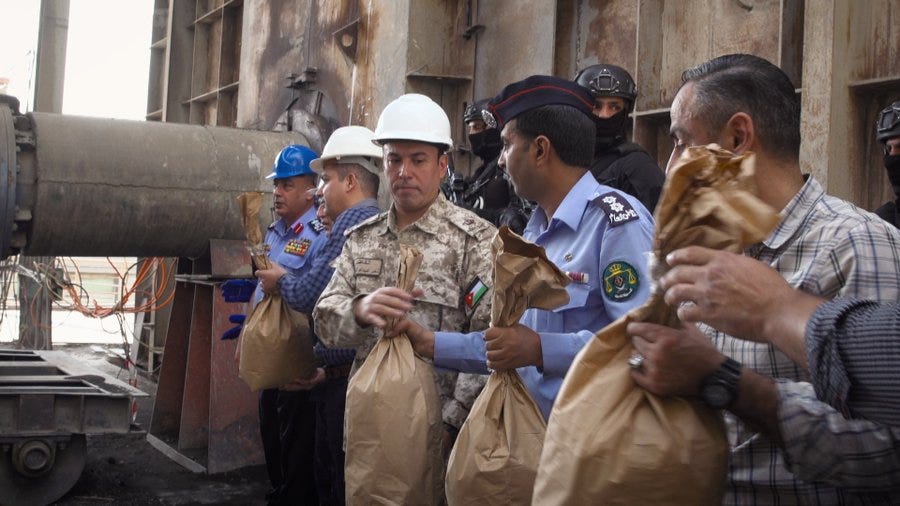 Jordanian authorities burn 25 million seized Captagon pills. Credit: BBC