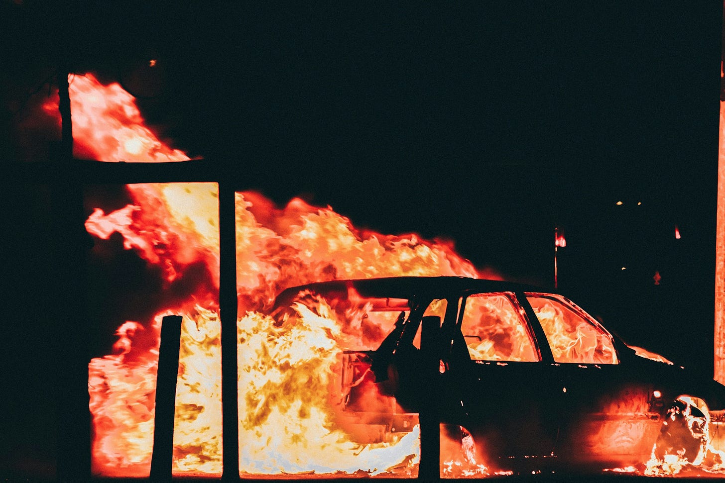 burning vehicle at night time burning vehicle at night time
