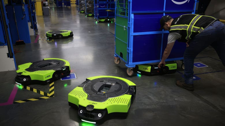 Amazon's latest autonomous robots that can take natural language instruction are shown Amazon's latest autonomous robots that can take natural language instruction are shown