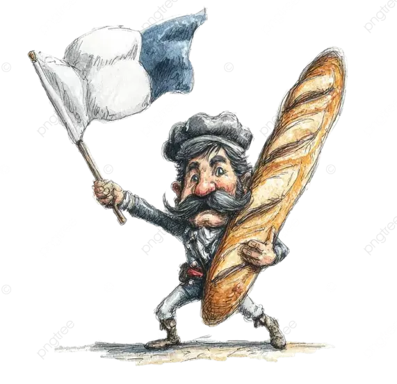 French Baguette Waving White Flag In Trench Cartoon Illustration,  Surrender, Satirical Art, Baguette PNG Transparent Image and Clipart for  Free Download