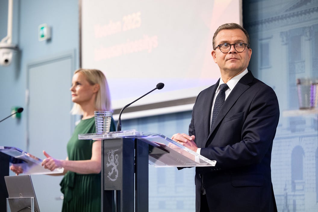 Finland's finance minister Riikka and prime minister Petteri Orpo