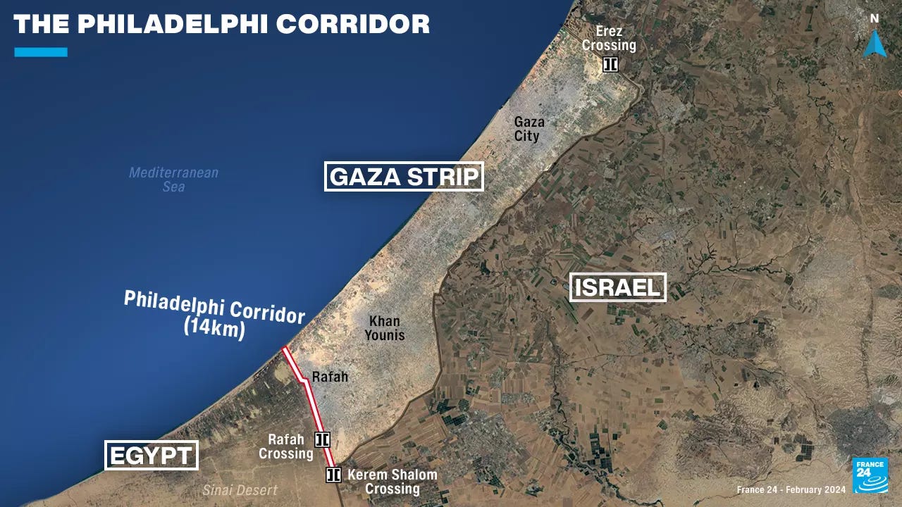 The 'Philadelphia Corridor': A goal for Netanyahu, a red line for Egypt The 'Philadelphia Corridor': A goal for Netanyahu, a red line for Egypt