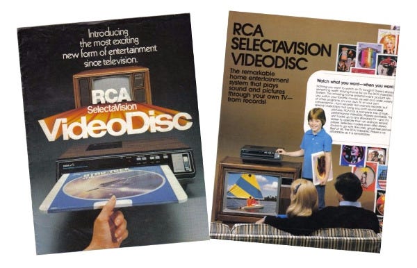 A print advertisement from 1981 for RCA's VideoDisc system.