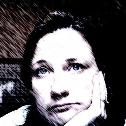 Self-portrait of author: close-up of face resting on left hand. The picture is modified to look like a pencil sketch.