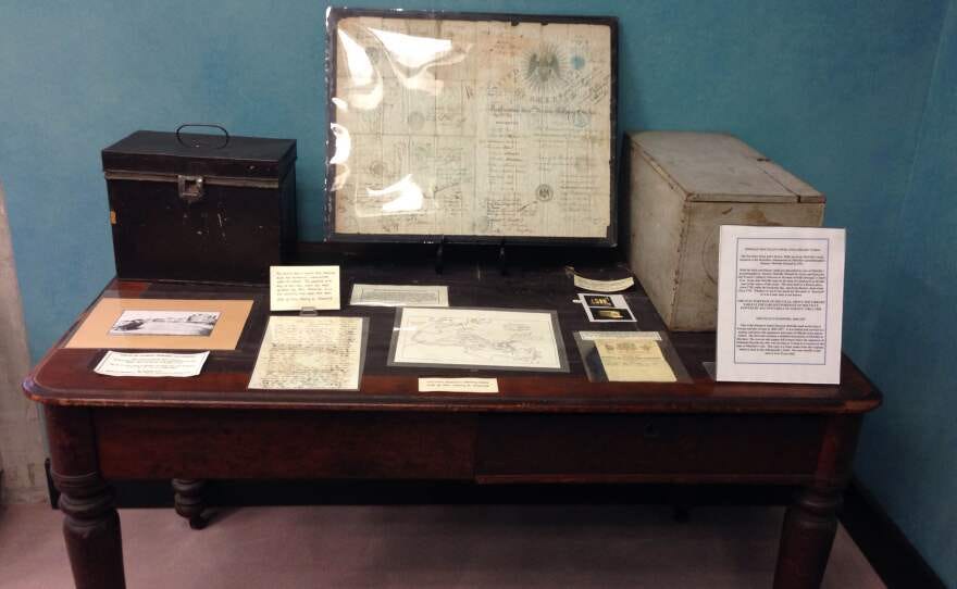 This is a picture of Melville's desk at the Berkshire Athenaeum