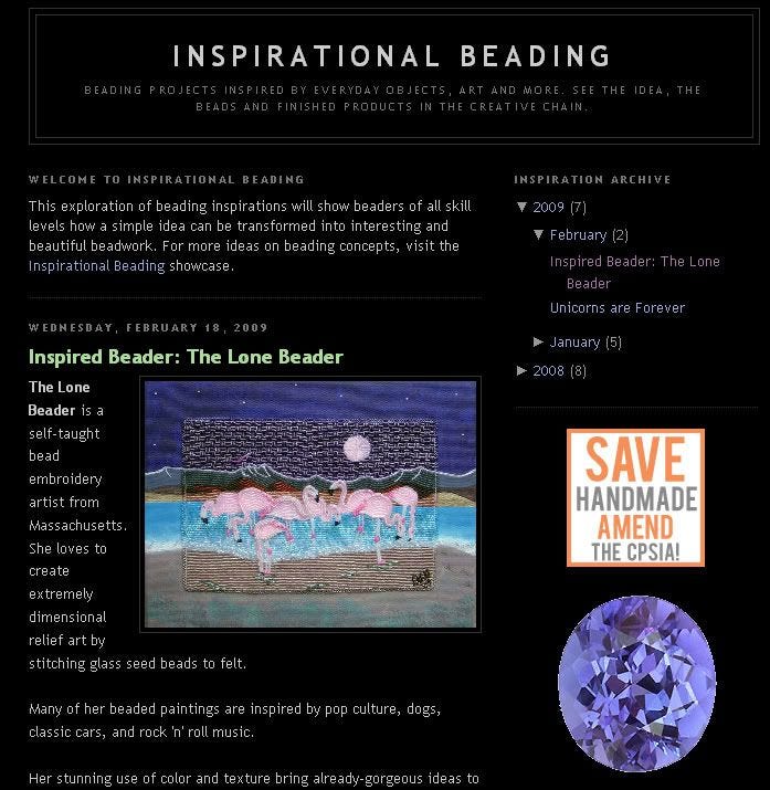 inspirational beading blog The Lone Beader bead embroidery interview feature inspirational beading blog The Lone Beader bead embroidery interview feature