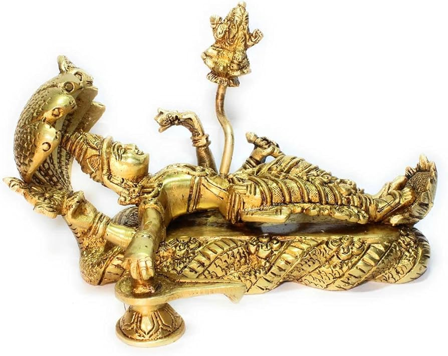 Buy Duke Art Emporium Lord Vishnu and Lord Brahma/Brass Lord Vishnu Bhagwan  Resting on Sheshnag Touching Shiva Lingam Brahma from Navel for Home Decor  Pooja Temple Mandir Hindu Puja Gift Item Online
