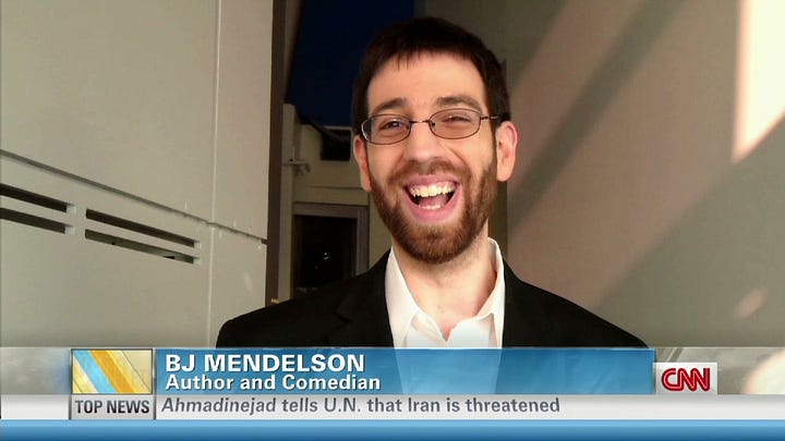 Pictured here: BJ Mendelson debating the ambassador to Pakistan at the United Nations, giving a presentation on privacy at George Mason University, promoting the "City of Joel" documentary, and appearing on CNN.
