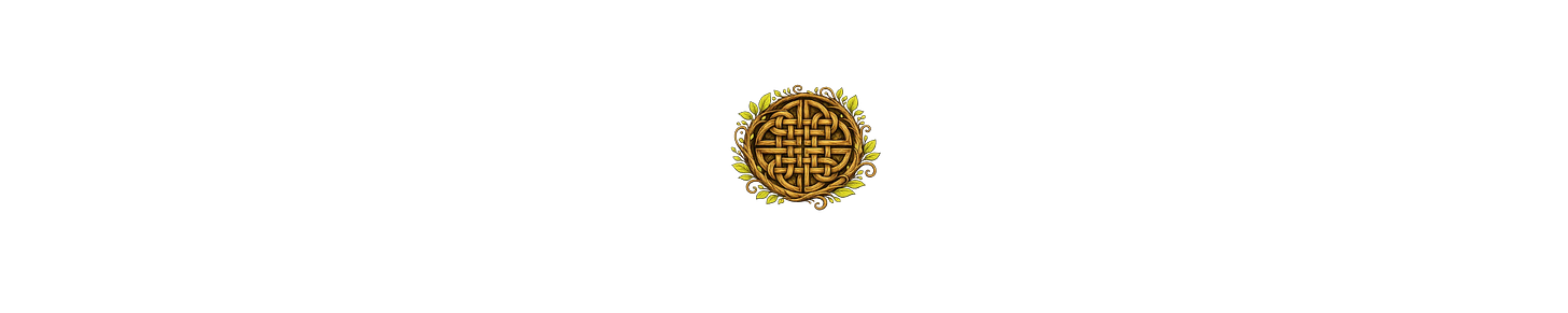 A circular Celtic Dara Knot formed from interwoven branches and leaves, symbolizing strength, resilience, and deep-rooted connection inspired by the oak tree. © 2026 Kim West. All rights reserved. This original Dara Knot artwork was created for Sanctuary and may not be reproduced, distributed, or used without permission.
