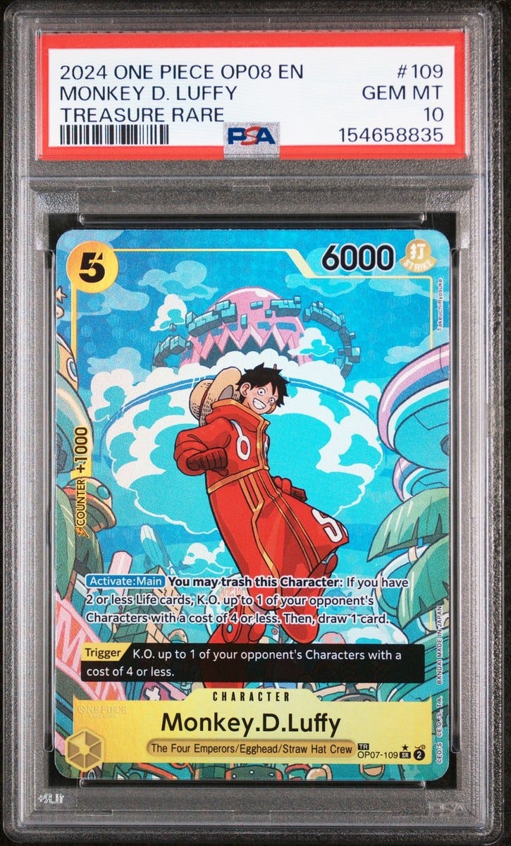 2024 ONE PIECE OP08-TWO LEGENDS TREASURE RARE #109 MONKEY D. LUFFY PSA 10